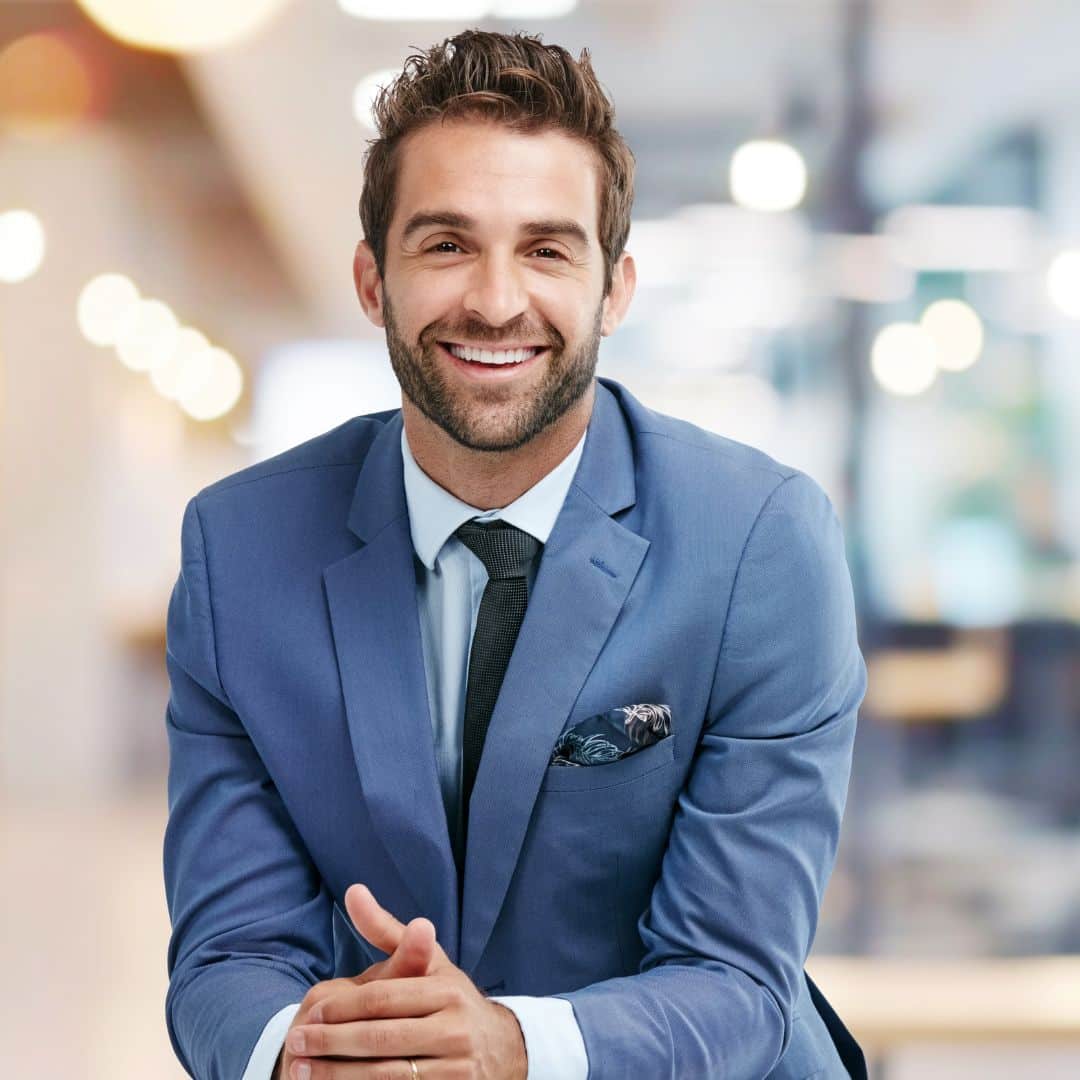 A happy law firm client, knowing that his finances are protected by QuickWin.